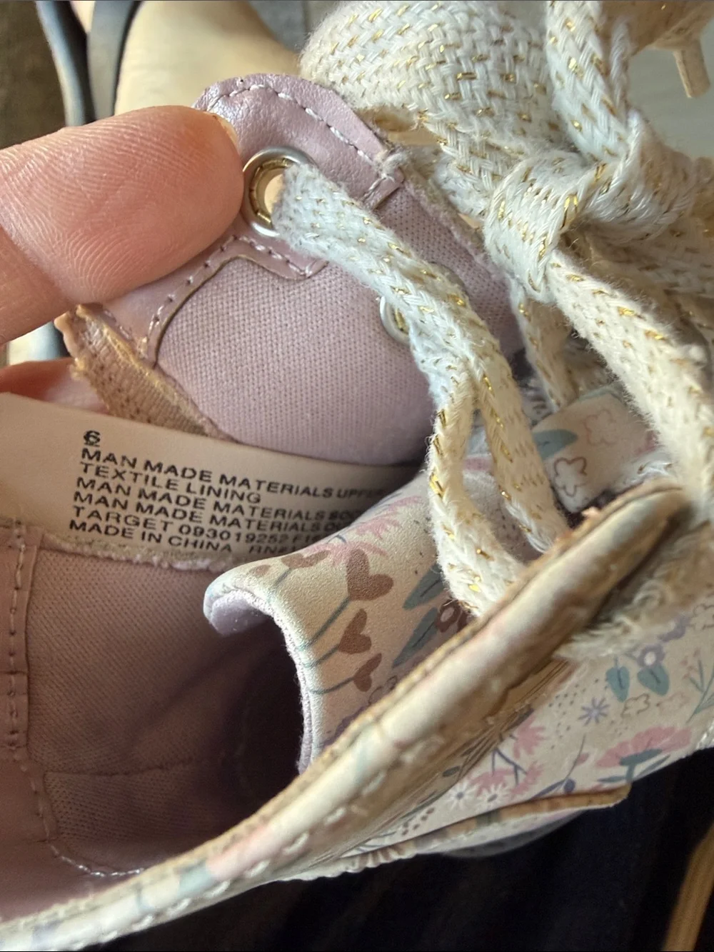Cat & Jack Floral Lace-Up Kids Boots in Light Pink and Cream